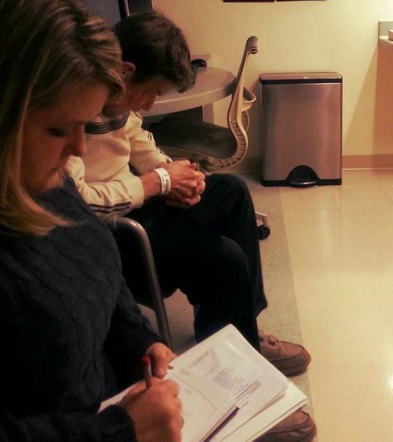 Meeting with doctors at Dana Farber. Photo: Jay Long