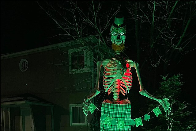 Endwell's Famous Boris the Skeleton Gets Into the St. Patrick's Day Spirit